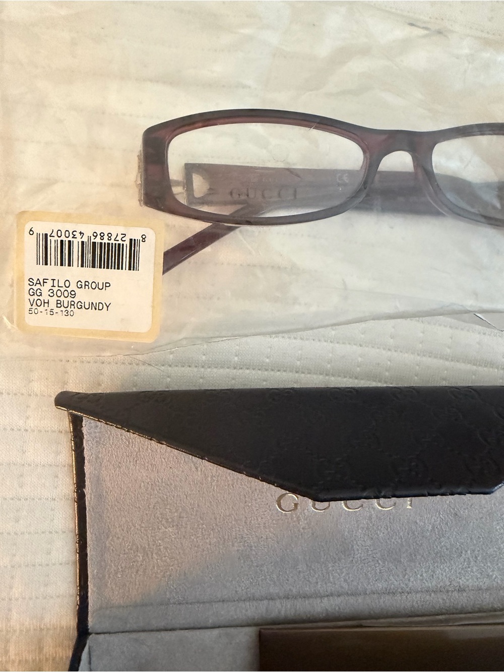 Gucci Burgundy Rectangular Women's Glasses with Branded Case